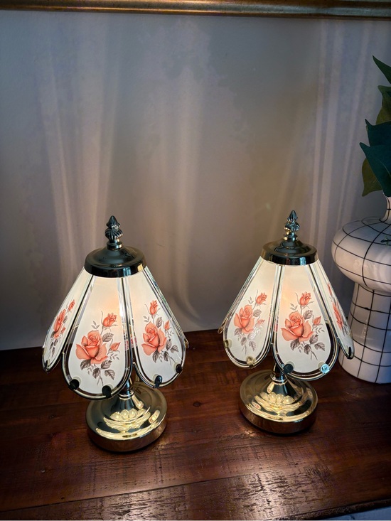 Other - Pair Of Vintage Rose Floral Lamps 1980’s